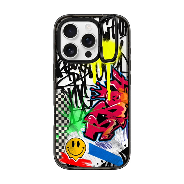Allison Reich x CASETiFY iPhone 16 Pro Case Black インパクトリングスタンドケース MagSafe対応 Graffiti Sticker Grunge Allison Reich x CASETiFY iPhone 16 Pro Case Black インパクトリングスタンドケース MagSafe対応 Graffiti Sticker Grunge