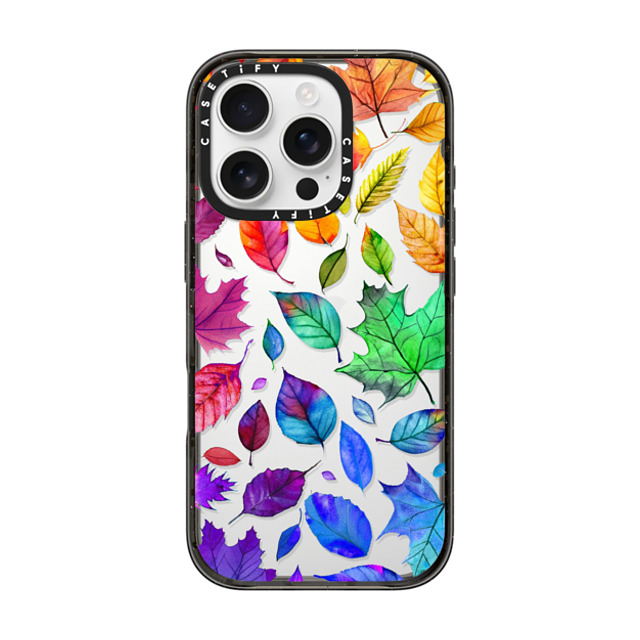 Allison Reich x CASETiFY iPhone 16 Pro ケース Floral,Rainbow ブラック インパクトケース Autumn Rainbow Leaves Back to School Allison Reich x CASETiFY iPhone 16 Pro ケース Floral,Rainbow ブラック インパクトケース Autumn Rainbow Leaves Back to School