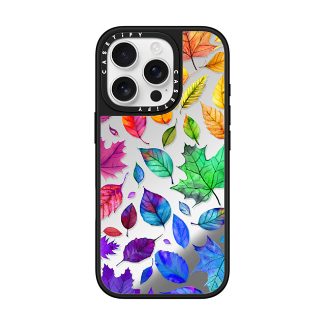 Allison Reich x CASETiFY iPhone 16 Pro ケース Floral,Rainbow Silver on Black ミラーケース MagSafe対応 Autumn Rainbow Leaves Back to School Allison Reich x CASETiFY iPhone 16 Pro ケース Floral,Rainbow Silver on Black ミラーケース MagSafe対応 Autumn Rainbow Leaves Back to School