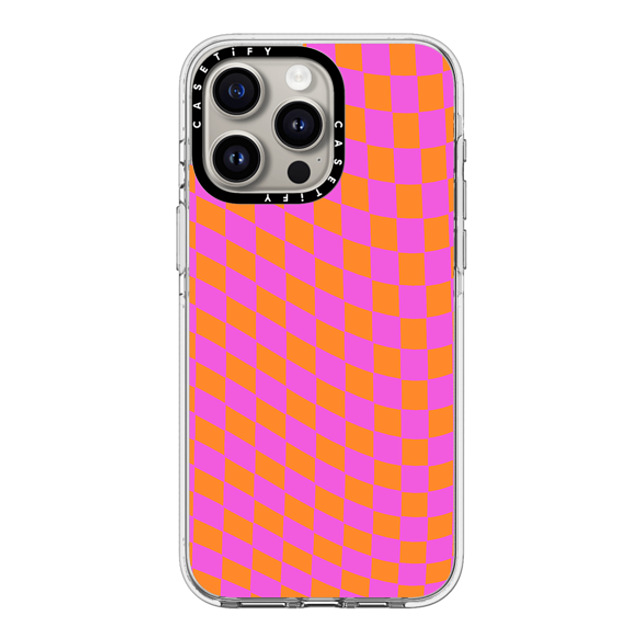 Allison Reich x CASETiFY iPhone 15 Pro Max ケース クリア クリア ケース MagSafe対応 Pink and Orange Checkered