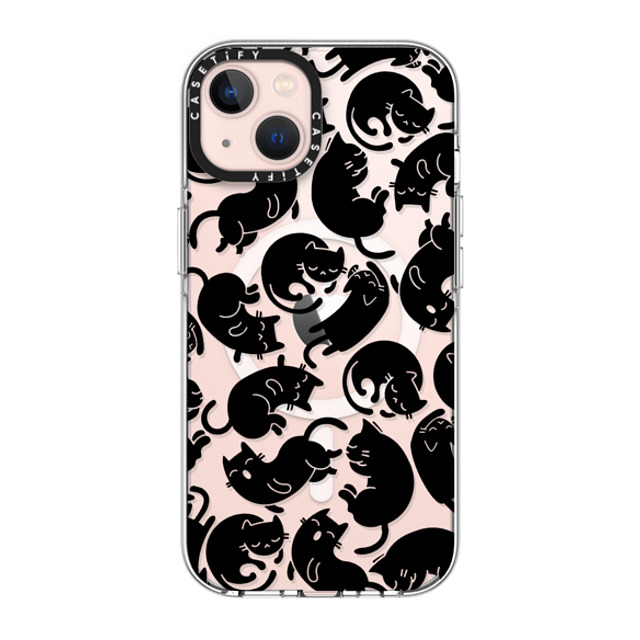 Allison Reich x CASETiFY iPhone 13 ケース クリア クリア ケース MagSafe対応 Lazy Black Cats