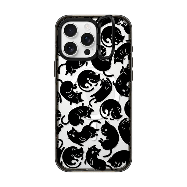 Allison Reich x CASETiFY iPhone 16 Pro Max ケース ブラック インパクトリングスタンドケース MagSafe対応 Lazy Black Cats