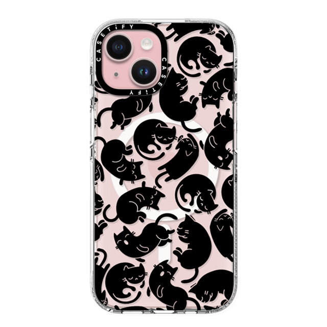 Allison Reich x CASETiFY iPhone 15 ケース クリア クリア ケース MagSafe対応 Lazy Black Cats