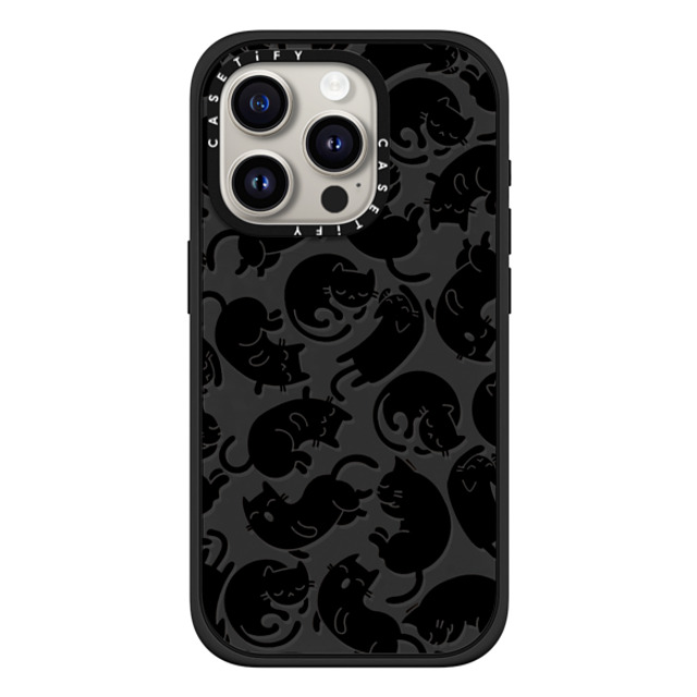 Allison Reich x CASETiFY iPhone 15 Pro ケース マットブラック インパクトケース MagSafe対応 Lazy Black Cats