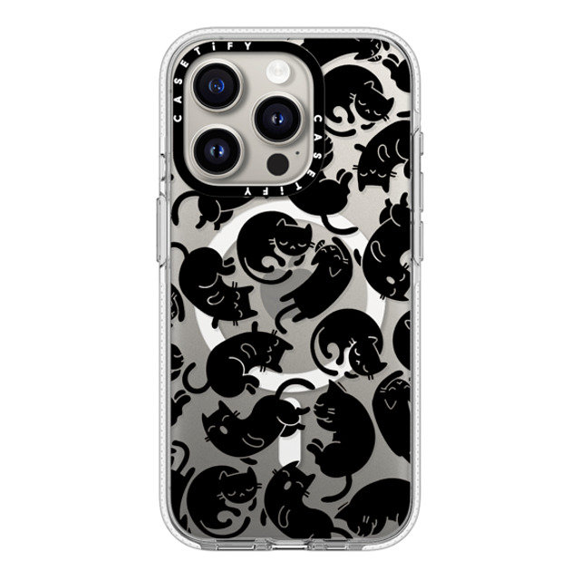 Allison Reich x CASETiFY iPhone 15 Pro ケース クリア クリア ケース MagSafe対応 Lazy Black Cats