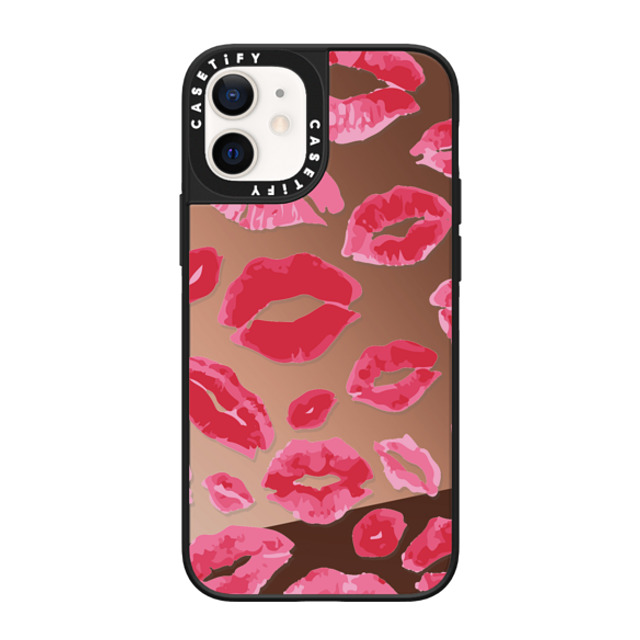 Allison Reich x CASETiFY iPhone 12 mini ケース Bronze on Black ミラーケース MagSafe対応 Lipstick Kisses