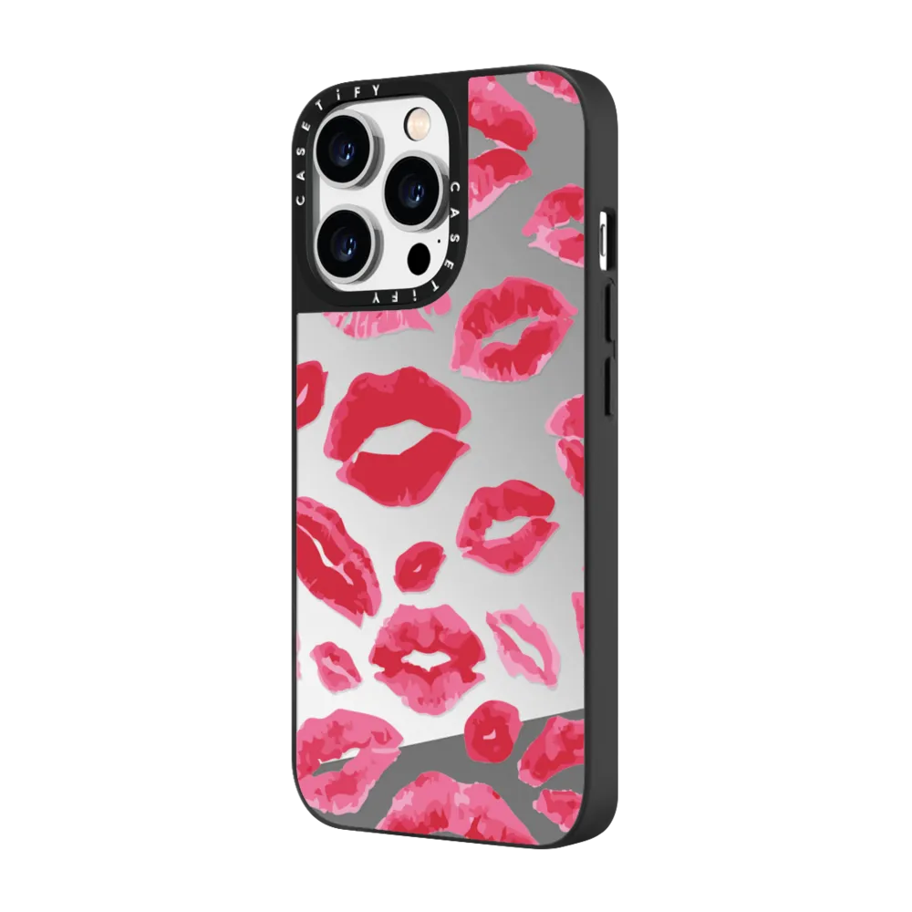 Mirror iPhone 14 Pro Max Case MagSafe Compatible - Lipstick Kisses