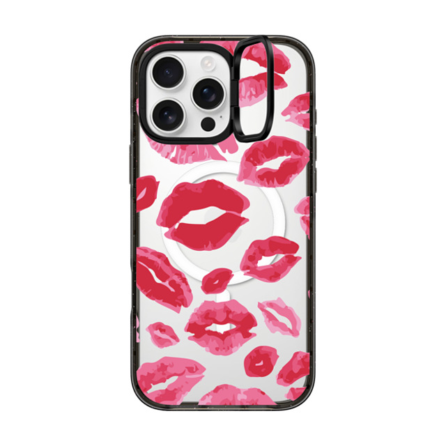 Allison Reich x CASETiFY iPhone 16 Pro Max ケース ブラック インパクトリングスタンドケース MagSafe対応 Lipstick Kisses