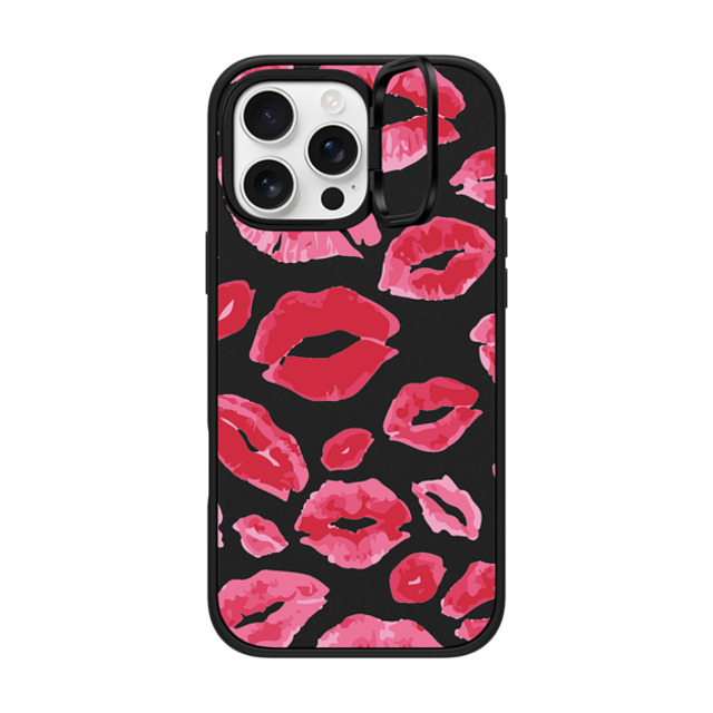 Allison Reich x CASETiFY iPhone 16 Pro Max ケース マットブラック インパクトリングスタンドケース MagSafe対応 Lipstick Kisses