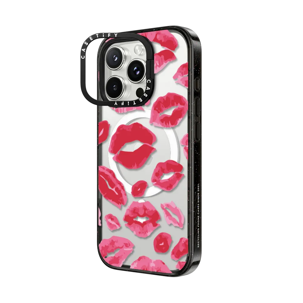 Impact Ring Stand iPhone 16 Pro Max Case MagSafe Compatible - Lipstick Kisses