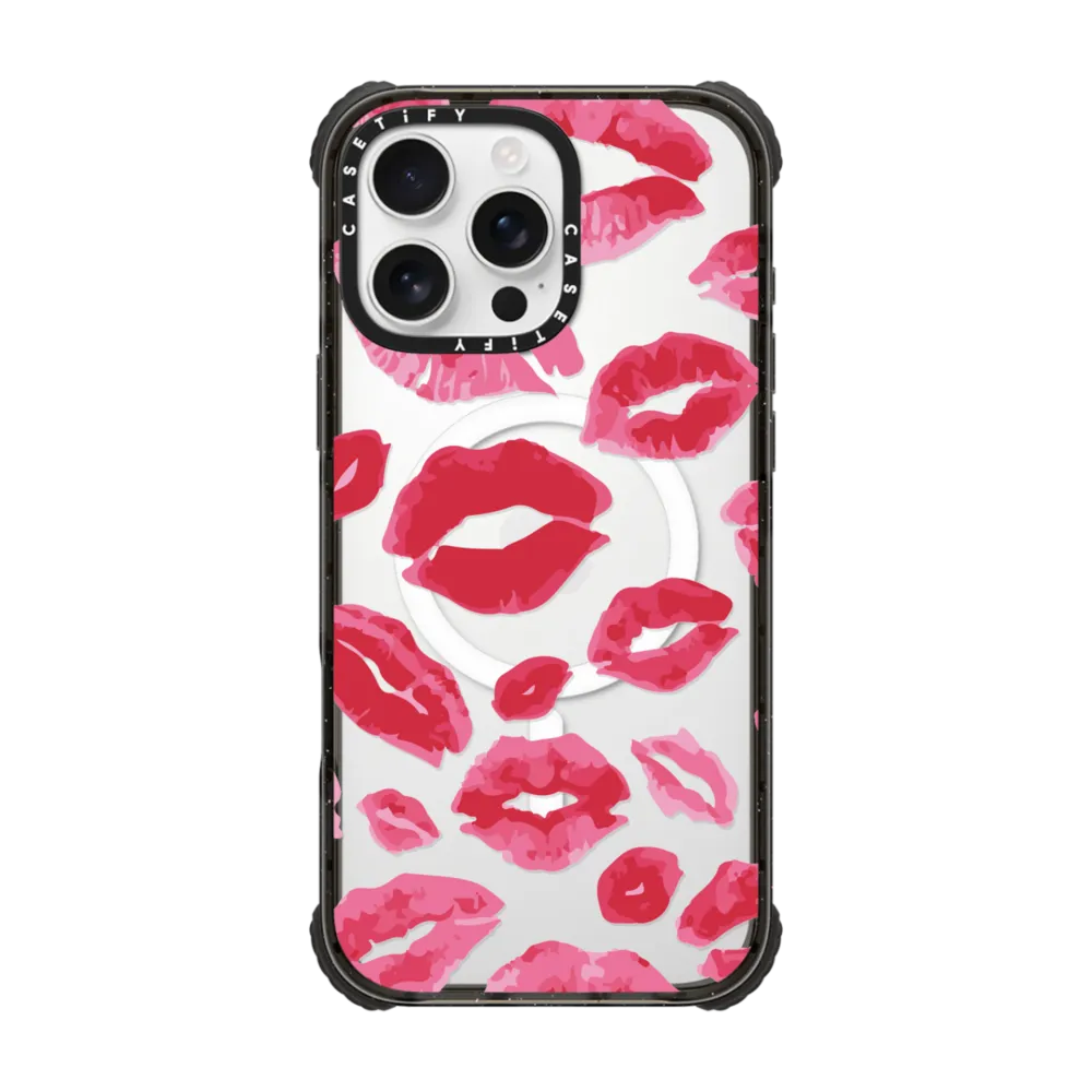 Ultra Impact iPhone 16 Pro Max Case MagSafe Compatible - Lipstick Kisses