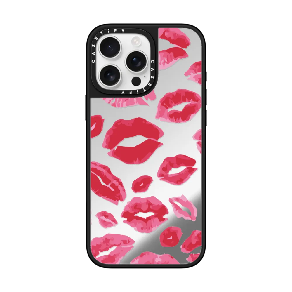 Mirror iPhone 16 Pro Max Case MagSafe Compatible - Lipstick Kisses
