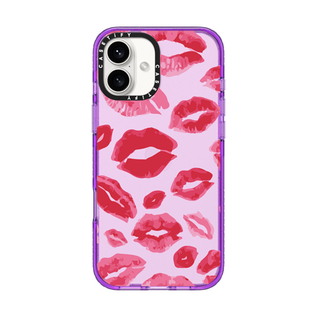 Allison Reich x CASETiFY iPhone 16 Plus ケース Love,Abstract パープル インパクトケース Lipstick Kisses Father's Day Allison Reich x CASETiFY iPhone 16 Plus ケース Love,Abstract パープル インパクトケース Lipstick Kisses Father's Day
