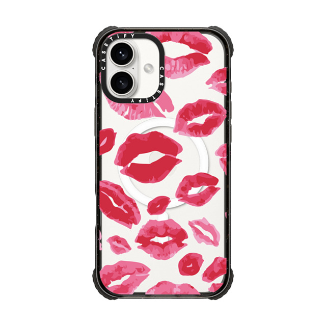 Allison Reich x CASETiFY iPhone 16 Plus ケース ブラック ウルトラ インパクトケース MagSafe 対応 Lipstick Kisses