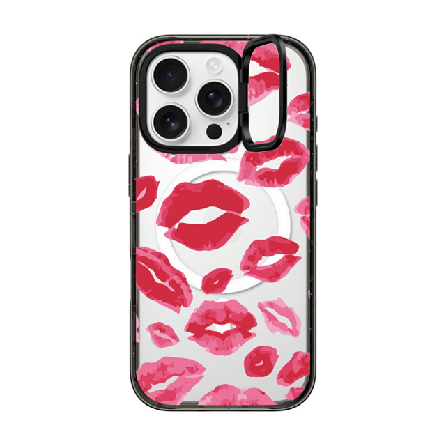 Allison Reich x CASETiFY iPhone 16 Pro ケース ブラック インパクトリングスタンドケース MagSafe対応 Lipstick Kisses