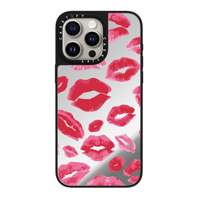 Allison Reich x CASETiFY iPhone 15 Pro Max ケース Silver on Black ミラーケース MagSafe対応 Lipstick Kisses