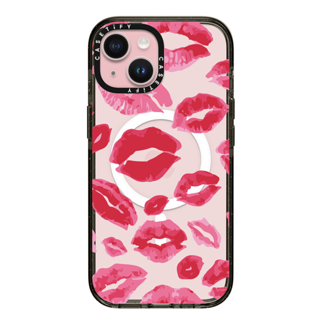 Allison Reich x CASETiFY iPhone 15 ケース ブラック インパクトケース MagSafe対応 Lipstick Kisses