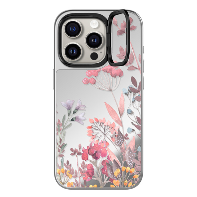 Allison Reich x CASETiFY iPhone 15 Pro ケース シルバー (シルバーバンパー) ミラー リングスタンドケース MagSafe対応 Springtime