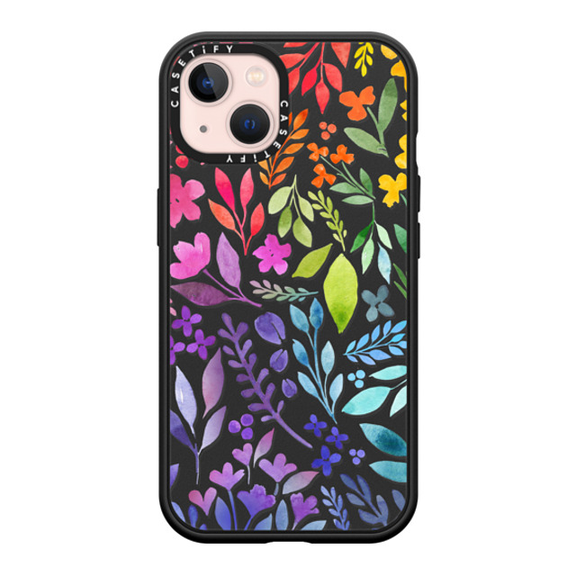 Allison Reich x CASETiFY iPhone 13 ケース マットブラック インパクトケース MagSafe対応 Floral Rainbow