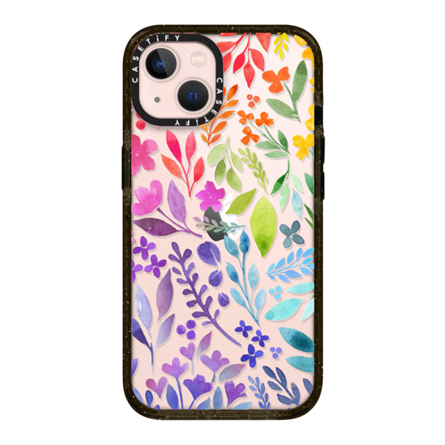 Allison Reich x CASETiFY iPhone 13 ケース ブラック インパクトケース Floral Rainbow