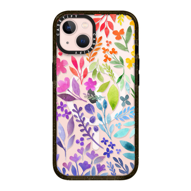 Allison Reich x CASETiFY iPhone 13 ケース ブラック インパクトケース MagSafe対応 Floral Rainbow