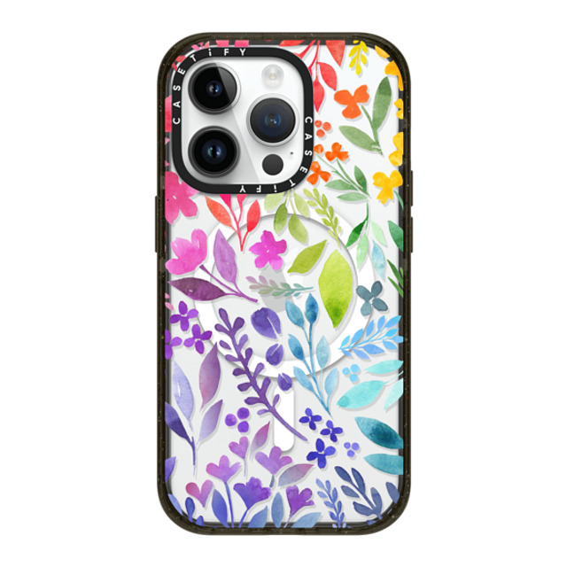 Allison Reich x CASETiFY iPhone 14 Pro ケース ブラック インパクトケース MagSafe対応 Floral Rainbow