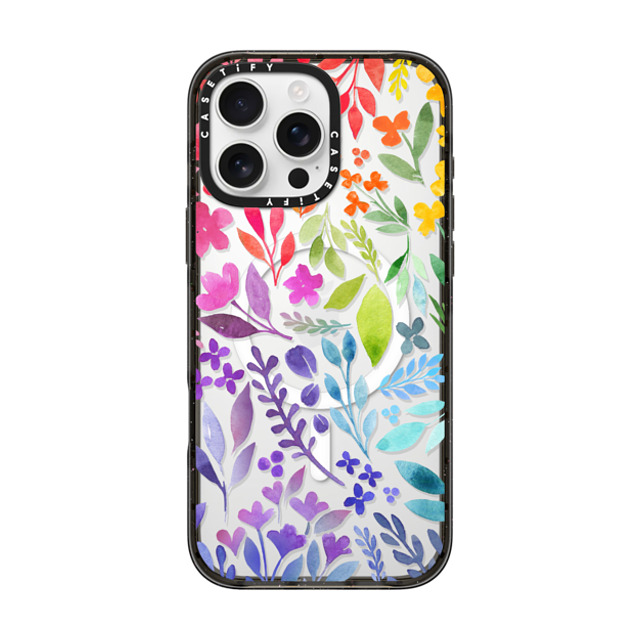 Allison Reich x CASETiFY iPhone 16 Pro Max ケース ブラック インパクトケース MagSafe対応 Floral Rainbow