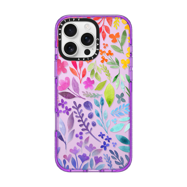 Allison Reich x CASETiFY iPhone 16 Pro Max ケース パープル インパクトケース Floral Rainbow