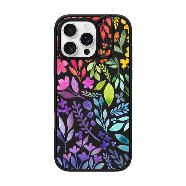 Allison Reich x CASETiFY iPhone 16 Pro Max ケース マットブラック インパクトリングスタンドケース MagSafe対応 Floral Rainbow