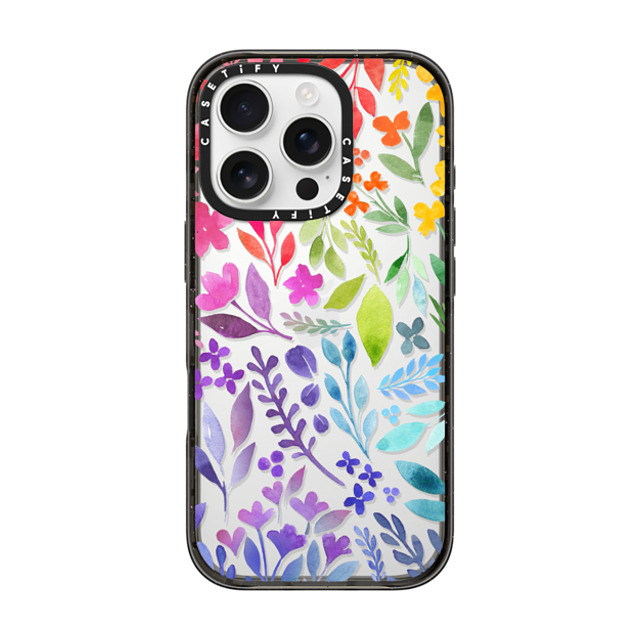 Allison Reich x CASETiFY iPhone 16 Pro ケース ブラック インパクトケース Floral Rainbow