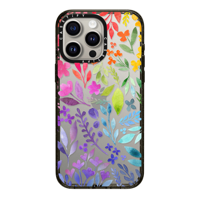 Allison Reich x CASETiFY iPhone 15 Pro Max ケース ブラック インパクトケース Floral Rainbow