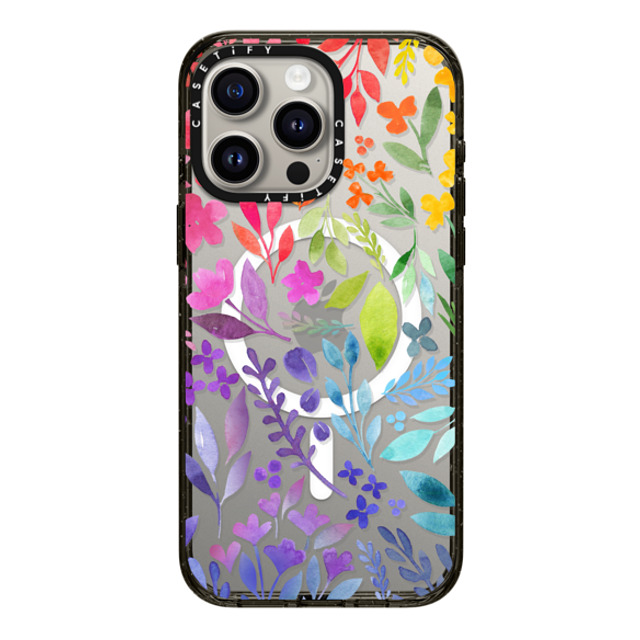 Allison Reich x CASETiFY iPhone 15 Pro Max ケース ブラック インパクトケース MagSafe対応 Floral Rainbow