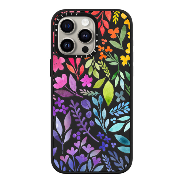 Allison Reich x CASETiFY iPhone 15 Pro Max ケース マットブラック インパクトケース MagSafe対応 Floral Rainbow