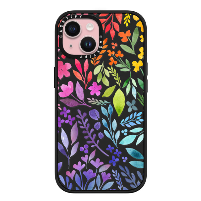 Allison Reich x CASETiFY iPhone 15 ケース マットブラック インパクトケース MagSafe対応 Floral Rainbow