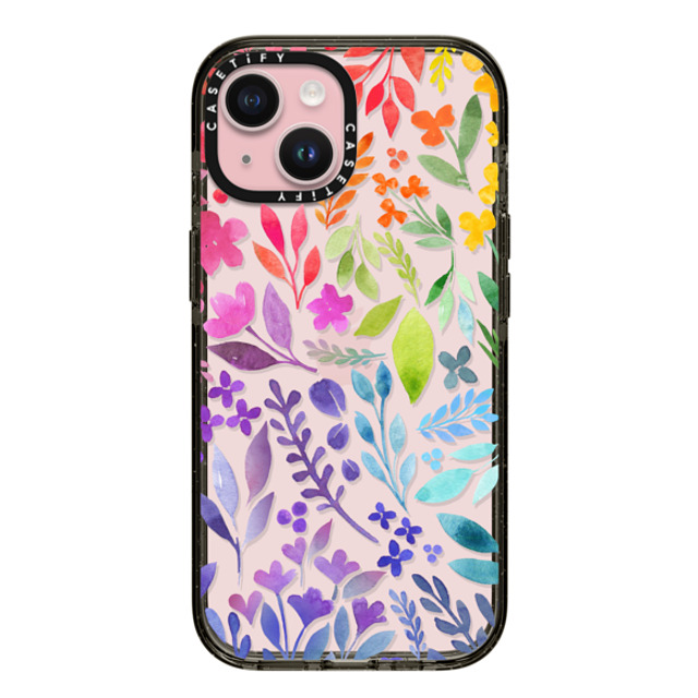 Allison Reich x CASETiFY iPhone 15 ケース ブラック インパクトケース Floral Rainbow