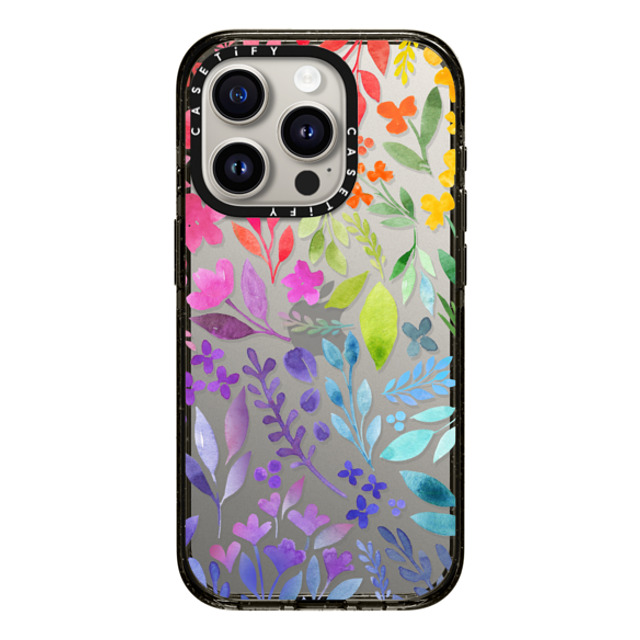 Allison Reich x CASETiFY iPhone 15 Pro ケース ブラック インパクトケース Floral Rainbow