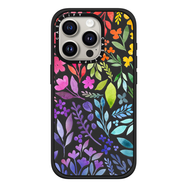 Allison Reich x CASETiFY iPhone 15 Pro ケース マットブラック インパクトケース MagSafe対応 Floral Rainbow