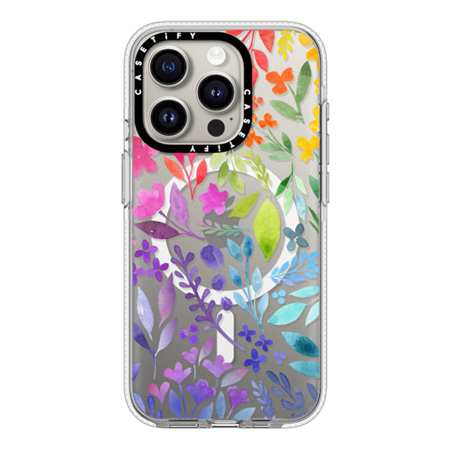 Allison Reich x CASETiFY iPhone 15 Pro ケース クリア クリア ケース MagSafe対応 Floral Rainbow