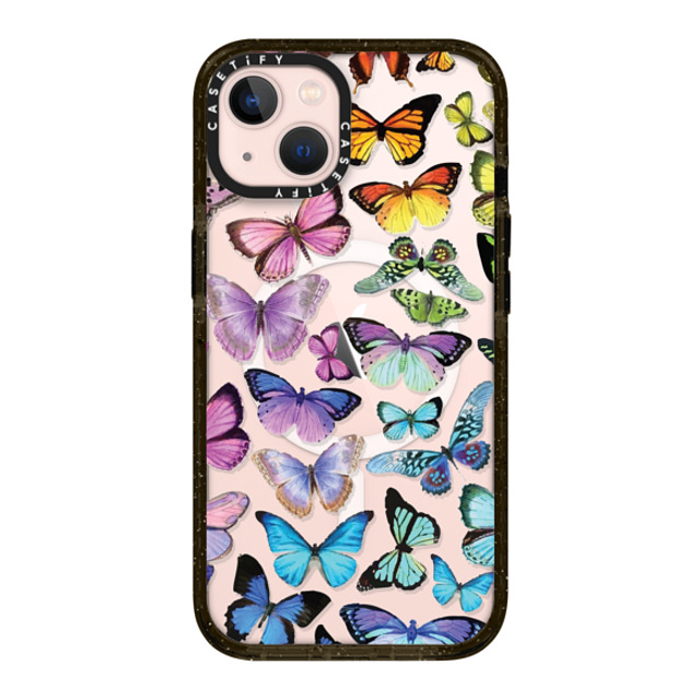 Allison Reich x CASETiFY iPhone 13 ケース ブラック インパクトケース MagSafe対応 Butterfly Rainbow