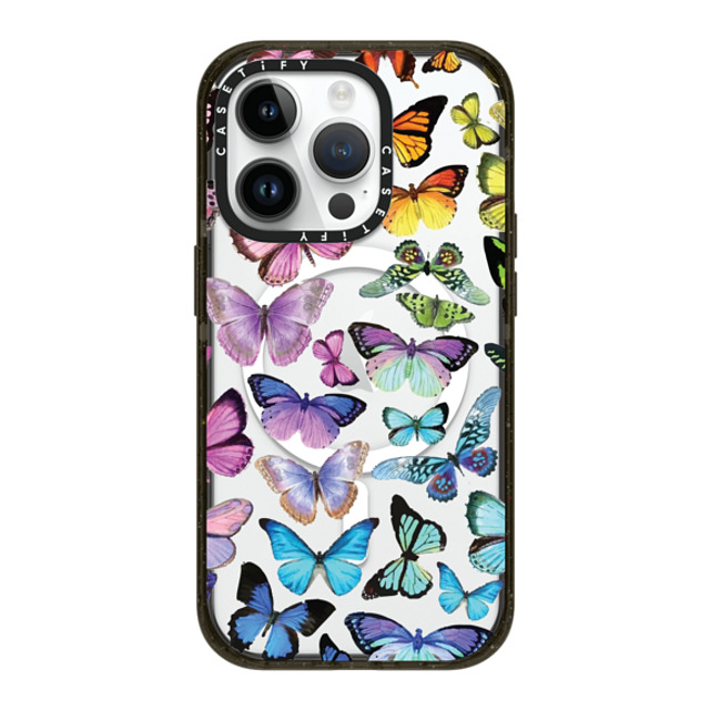 Allison Reich x CASETiFY iPhone 14 Pro ケース ブラック インパクトケース MagSafe対応 Butterfly Rainbow