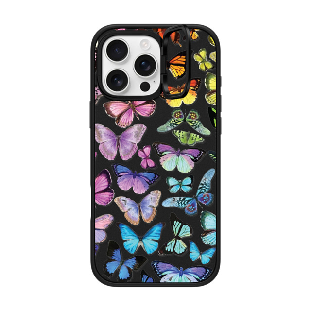 Allison Reich x CASETiFY iPhone 16 Pro Max ケース マットブラック インパクトリングスタンドケース MagSafe対応 Butterfly Rainbow