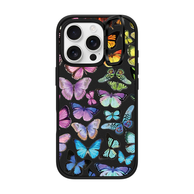 Allison Reich x CASETiFY iPhone 16 Pro ケース マットブラック インパクトリングスタンドケース MagSafe対応 Butterfly Rainbow