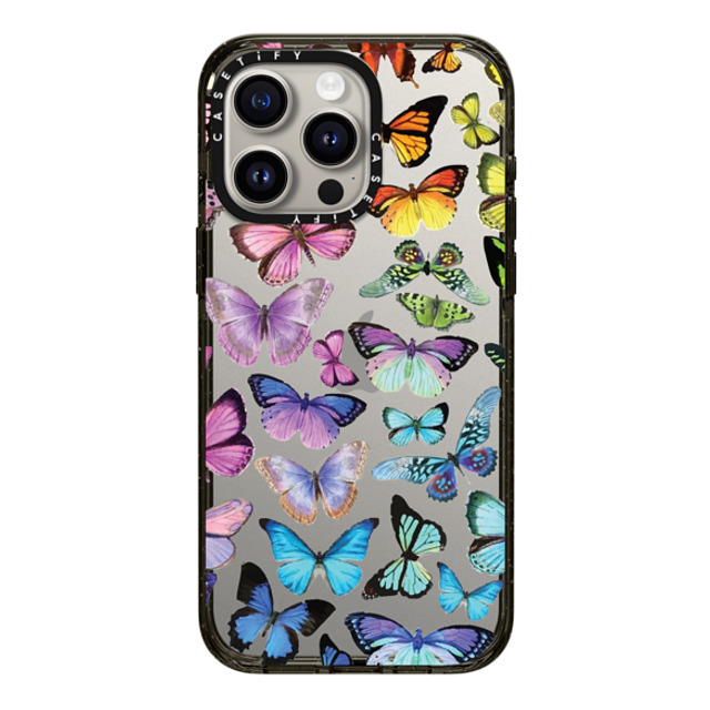 Allison Reich x CASETiFY iPhone 15 Pro Max ケース ブラック インパクトケース Butterfly Rainbow