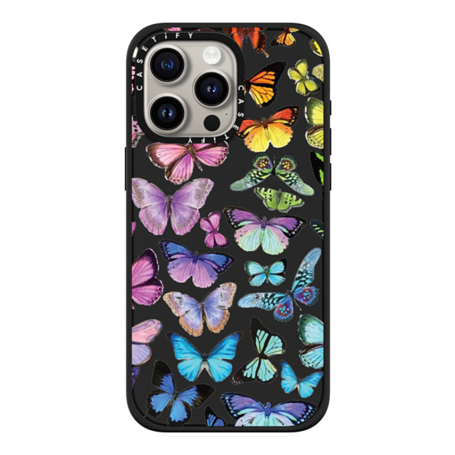 Allison Reich x CASETiFY iPhone 15 Pro Max ケース マットブラック インパクトケース MagSafe対応 Butterfly Rainbow