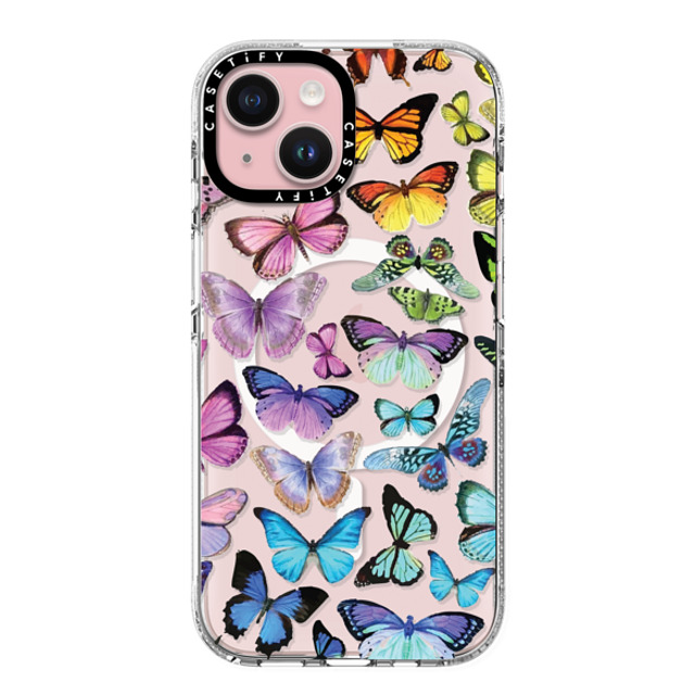 Allison Reich x CASETiFY iPhone 15 ケース クリア クリア ケース MagSafe対応 Butterfly Rainbow