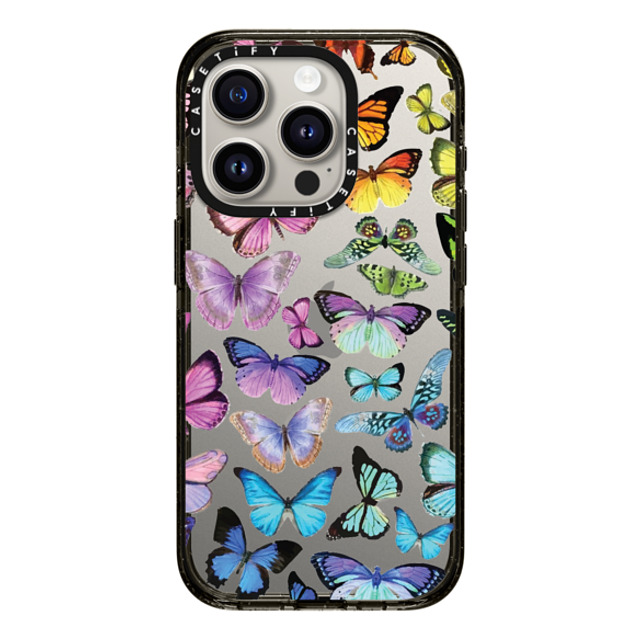 Allison Reich x CASETiFY iPhone 15 Pro ケース ブラック インパクトケース Butterfly Rainbow