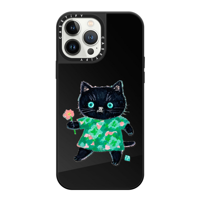 Color of Mori x CASETiFY iPhone 13 Pro Max ケース Cat,Animal Black on Black ミラーケース MagSafe対応 FLOWER CAT Mother's Day Color of Mori x CASETiFY iPhone 13 Pro Max ケース Cat,Animal Black on Black ミラーケース MagSafe対応 FLOWER CAT Mother's Day
