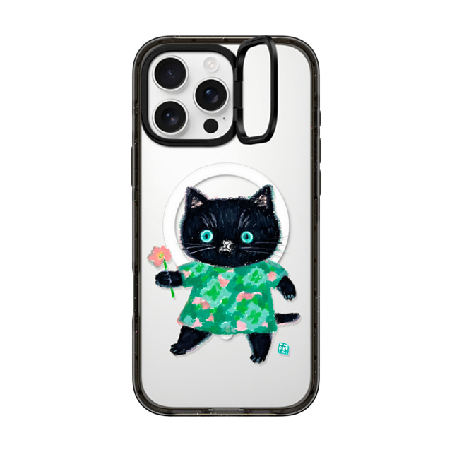 Color of Mori x CASETiFY iPhone 16 Pro Max Case Cat,Animal ブラック インパクトリングスタンドケース MagSafe対応 FLOWER CAT Mother's Day Color of Mori x CASETiFY iPhone 16 Pro Max Case Cat,Animal ブラック インパクトリングスタンドケース MagSafe対応 FLOWER CAT Mother's Day