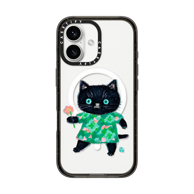 Color of Mori x CASETiFY iPhone 16 Case Cat,Animal ブラック インパクトケース MagSafe対応 FLOWER CAT Mother's Day Color of Mori x CASETiFY iPhone 16 Case Cat,Animal ブラック インパクトケース MagSafe対応 FLOWER CAT Mother's Day