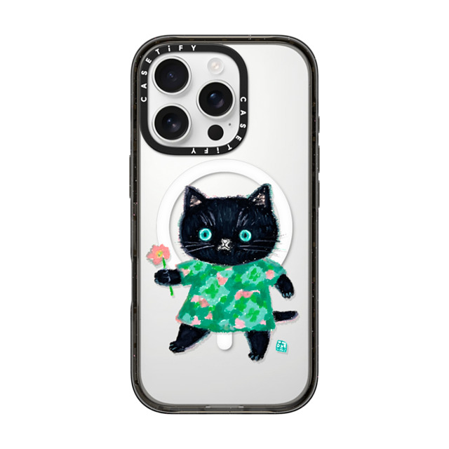 Color of Mori x CASETiFY iPhone 16 Pro Case Cat,Animal ブラック インパクトケース MagSafe対応 FLOWER CAT Mother's Day Color of Mori x CASETiFY iPhone 16 Pro Case Cat,Animal ブラック インパクトケース MagSafe対応 FLOWER CAT Mother's Day